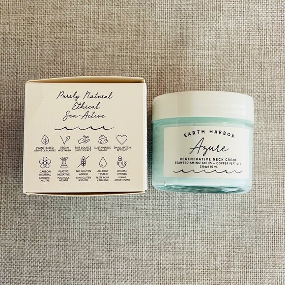Earth Harbor Azure Regenerative Neck Cream Full Size 2 Oz Seaweed Amino Acids - Picture 2 of 6